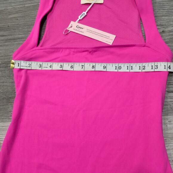 Qinsen Azalea Pink Sleeveless Square Neck Mini Stretchy A Line Dress BNWT - Picture 8 of 10